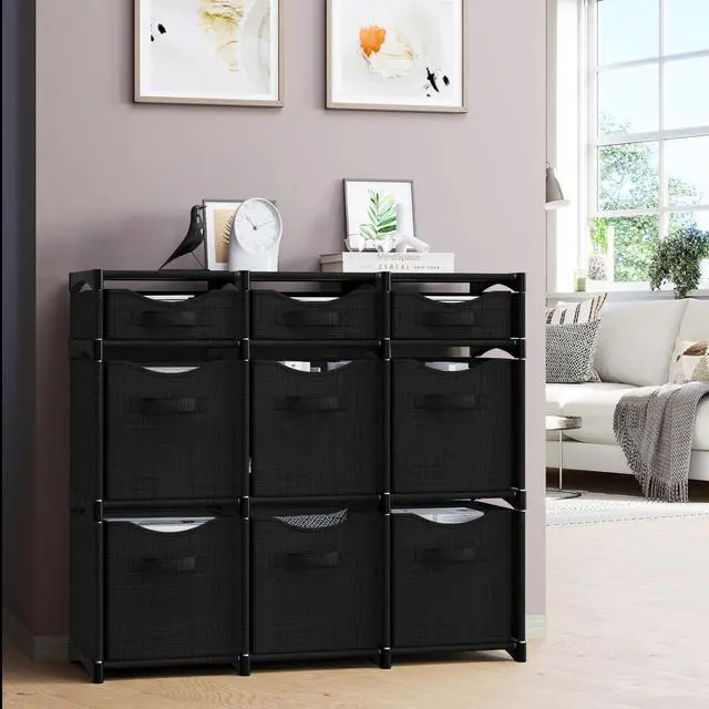 Alt view image 6 of 6 - Cube Storage Organizer with 9 Storage Bins Included Storage Cubes for Home Organization, Toy Storage, Office Storage, Living Room Storage, and General Storage Solution (Black)