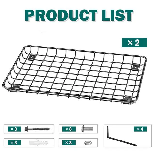 Alt view image 2 of 7 - Garage Wall Shelves 12x18 Inch, Wall Mounted Storage Shelf, Metal Shelf Rack, Heavy-Duty Shelf Organizer 2 Pack, Black