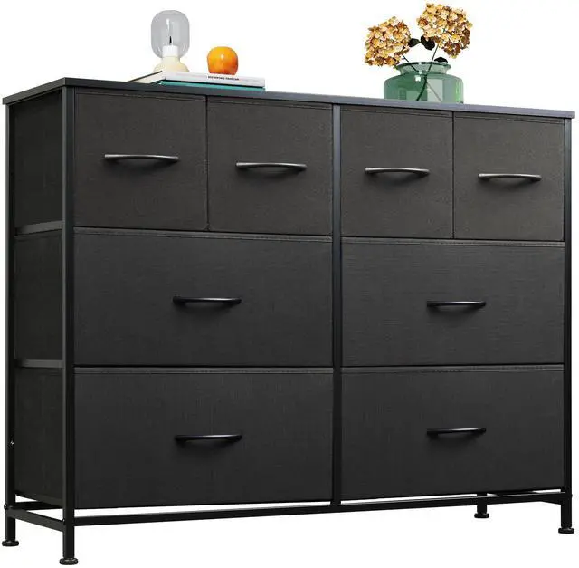 Main image of Dresser for Bedroom with 8 Drawers, Wide Fabric Dresser for Storage and Organization, Bedroom Dressers, Chest of Drawers for Living Room, Closet, Hallway, Black