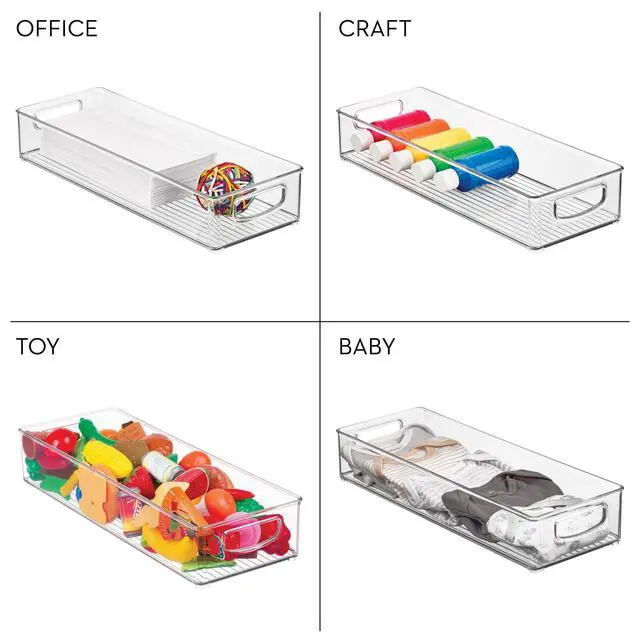 Alt view image 6 of 7 - Slim Extra Long Clear Storage Bin, 4-Pack