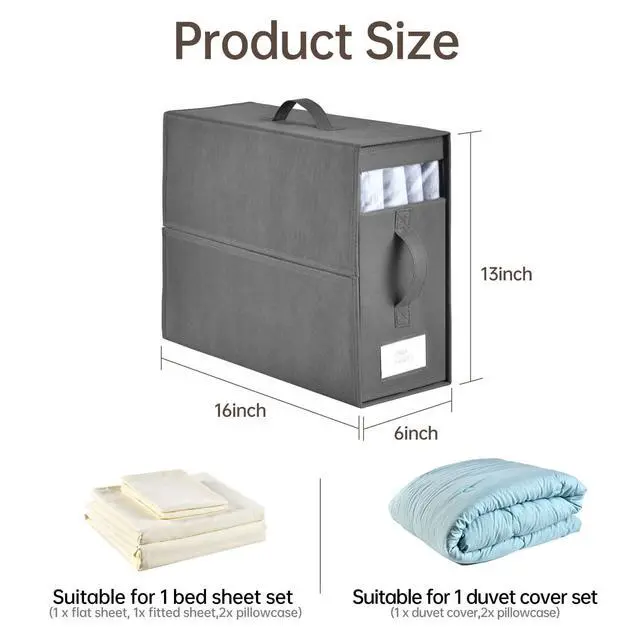 Alt view image 2 of 7 - Large Bed Sheet Organizers and Storage,8 Pack Linen Closet Organizers and Storage, Foldable Bedding Storage for Bedsheets