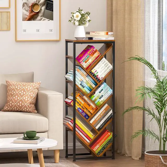 Alt view image 2 of 7 - Tree Bookshelf - 9 Tier Floor Standing Tree Book Storage Organizer with Adjustable Feet for Hardcover Books, Vintage Living Room
