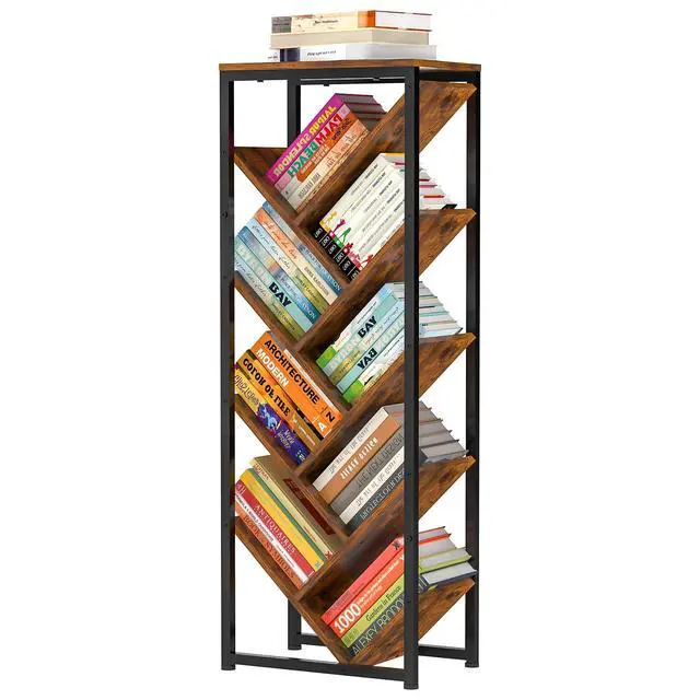 Alt view image 3 of 7 - Tree Bookshelf - 9 Tier Floor Standing Tree Book Storage Organizer with Adjustable Feet for Hardcover Books, Vintage Living Room