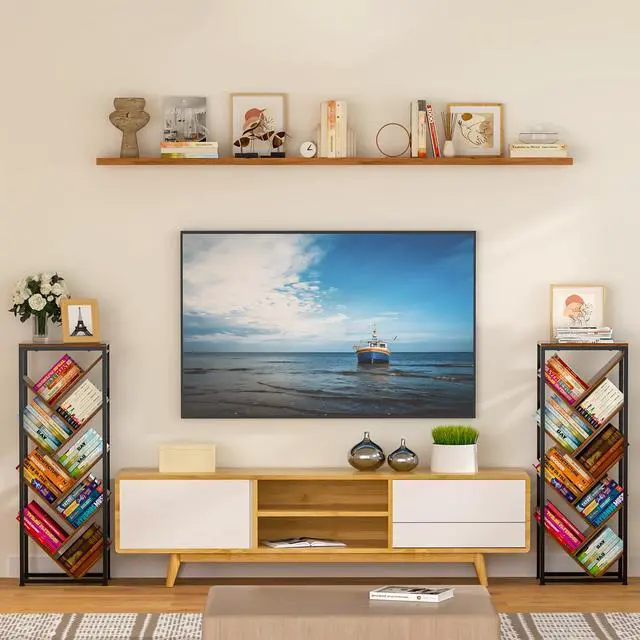 Alt view image 5 of 7 - Tree Bookshelf - 9 Tier Floor Standing Tree Book Storage Organizer with Adjustable Feet for Hardcover Books, Vintage Living Room