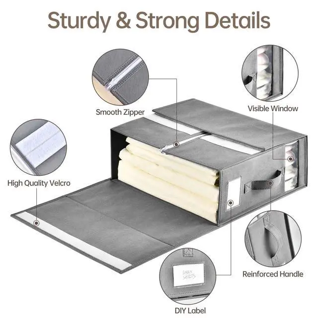 Alt view image 3 of 7 - Large Bed Sheet Organizers and Storage,8 Pack Linen Closet Organizers and Storage, Foldable Bedding Storage for Bedsheets