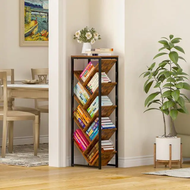 Alt view image 7 of 7 - Tree Bookshelf - 9 Tier Floor Standing Tree Book Storage Organizer with Adjustable Feet for Hardcover Books, Vintage Living Room