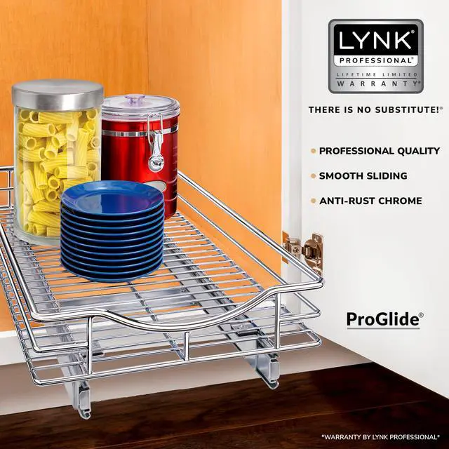 Alt view image 2 of 7 - Pull Out Cabinet Organizer, 11" x 21" Slide Out Cabinet Organizer Pull Out Drawer Pull Out Shelves for Kitchen Cabinets Under Sink Organizers - Lifetime Ltd. Warranty, Chrome