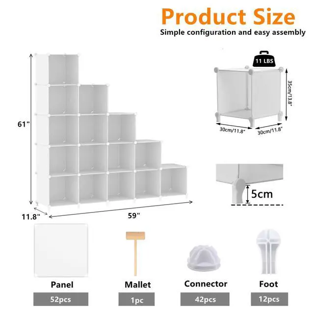 Alt view image 5 of 7 - Cube Storage Organizer, 16 Cube Closet Organizer, White