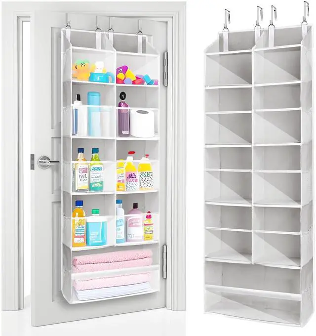Main image of Over the Door Organizer, 5-Tier Extra Large Hanging Storage with 10 Mesh Pockets, 100 lbs Capacity, Heavy Duty Door Organizer for Closet, Bedroom, Nursery Light Grey