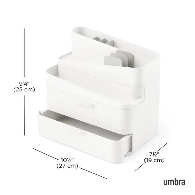 Alt view image 3 of 6 - Glam Cosmetic Organizer, Versatile Storage Container With Removable Insert for Bathroom, Office and More, Large, White
