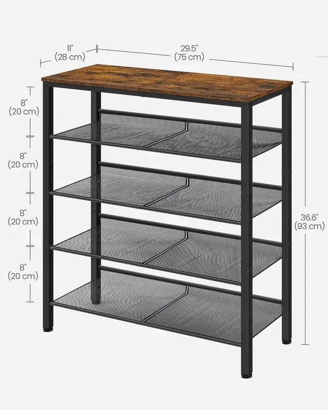 Alt view image 2 of 7 - Shoe Rack for Entryway, Freestanding, Adjustable, Industrial