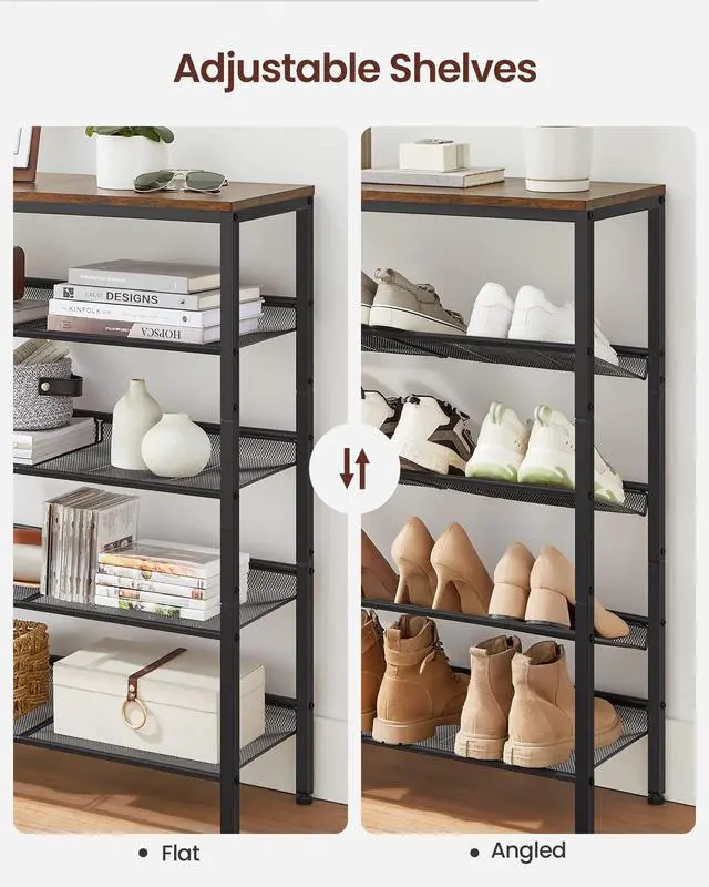 Alt view image 5 of 7 - Shoe Rack for Entryway, Freestanding, Adjustable, Industrial