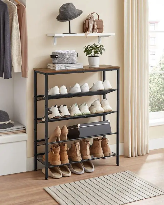 Alt view image 6 of 7 - Shoe Rack for Entryway, Freestanding, Adjustable, Industrial