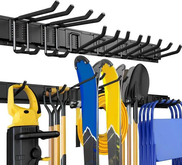 Main image of 48" Garage Tool Organizer Wall Mount, 440lbs Garden Garage Storage Garage Organization with Adjustable Heavy Duty Hanging Hooks, Yard Rack Hanger System Shovel Rake Broom Ladder Holder, Men Gift