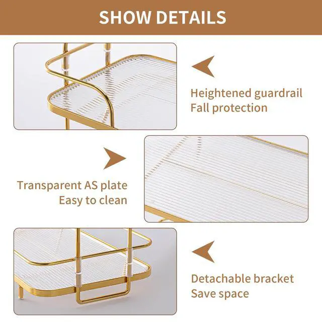 Alt view image 3 of 7 - 2 Tier Corner Bathroom Counter Organizer, Cosmetic Skincare Organizer, Bathroom Countertop Perfume Tray Vanity Organizer, Kitchen Spice Corner Storage Shelf