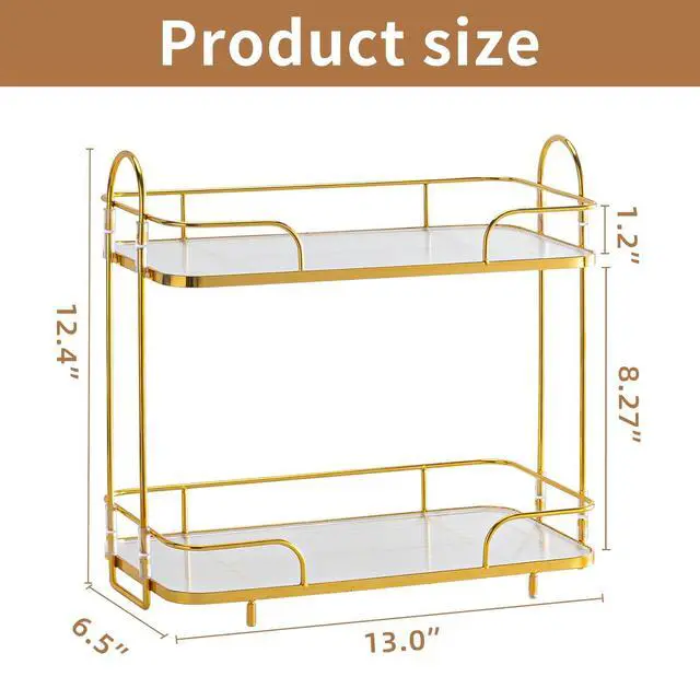 Alt view image 4 of 7 - 2 Tier Corner Bathroom Counter Organizer, Cosmetic Skincare Organizer, Bathroom Countertop Perfume Tray Vanity Organizer, Kitchen Spice Corner Storage Shelf
