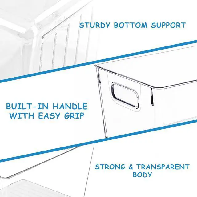 Alt view image 4 of 7 - Clear Plastic Storage Bins-8 Pcs Pantry Organizers and Storage Containers with 4 Large (11"x8"x6") and 4 Small Snack Containers, Home Organization for Bathroom, Kitchen, Closet and Office