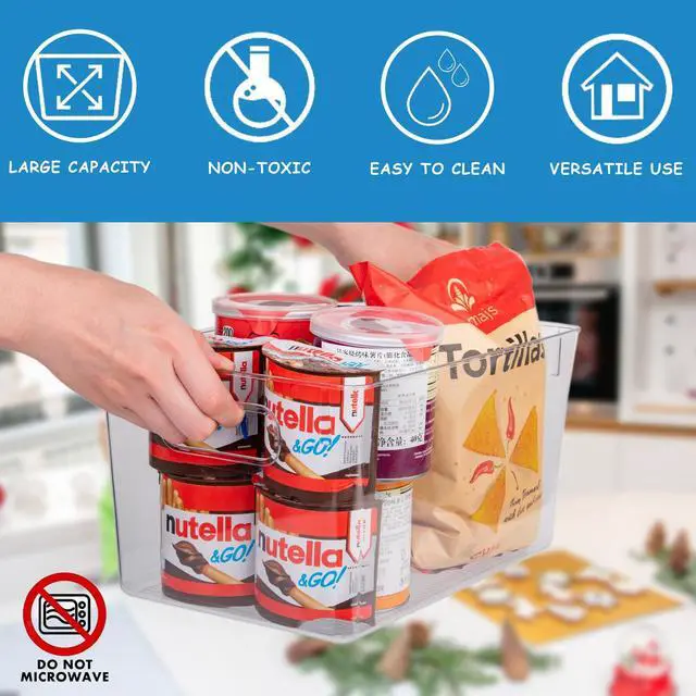Alt view image 5 of 7 - Clear Plastic Storage Bins-8 Pcs Pantry Organizers and Storage Containers with 4 Large (11"x8"x6") and 4 Small Snack Containers, Home Organization for Bathroom, Kitchen, Closet and Office