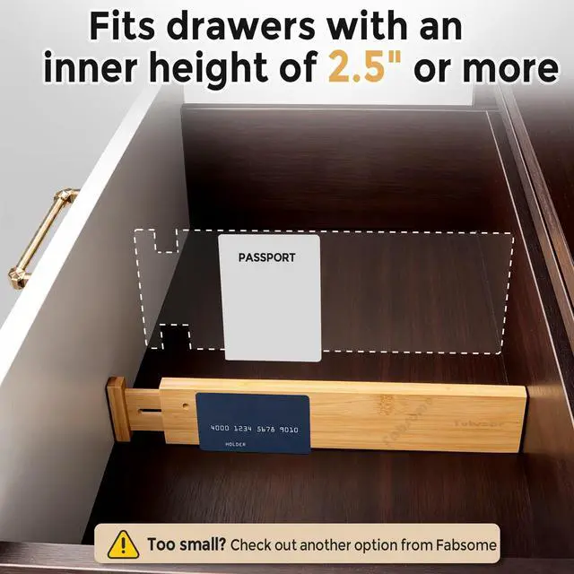 Alt view image 4 of 7 - Drawer Divider 6 Pack, Bamboo Kitchen Dividers Organizers Adjustable 17''-22'', Wooden Dresser Separators for Nursery Organization Clothes Socks Underwear Baby Clothing, with Soft Foam Ends