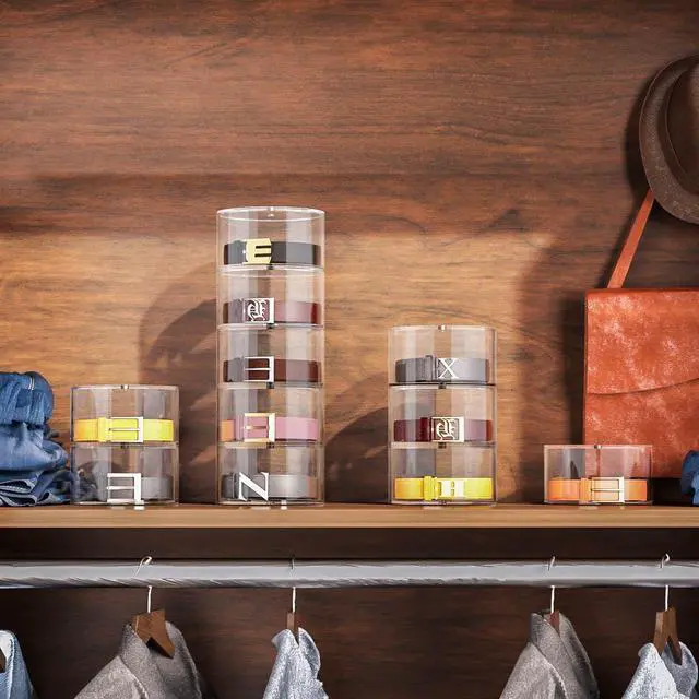 Alt view image 4 of 7 - Belt Organizer, Acrylic 8 Layers Belt Case Storage Holder and Display for Accessories like Jewelry,Watch,Bracelets