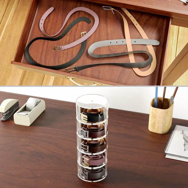 Alt view image 5 of 7 - Belt Organizer, Acrylic 8 Layers Belt Case Storage Holder and Display for Accessories like Jewelry,Watch,Bracelets