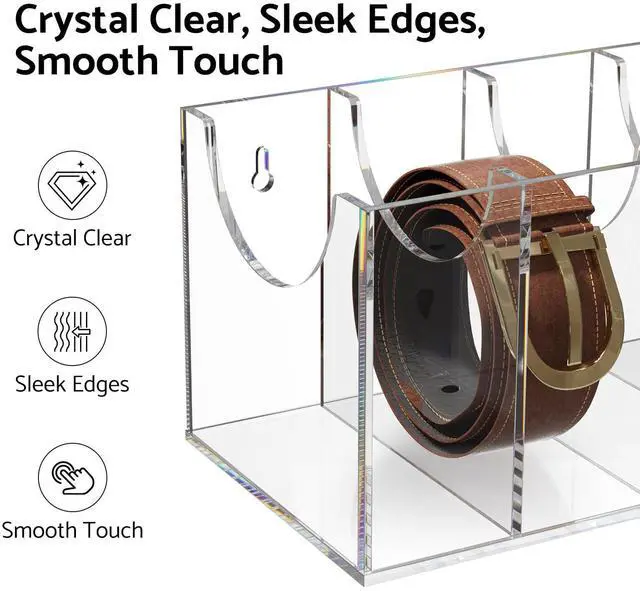 Alt view image 2 of 7 - Belt Organizer, Acrylic 7 Compartments Container Storage Holder, Clear Display Case for Closet Tie and Bow Tie