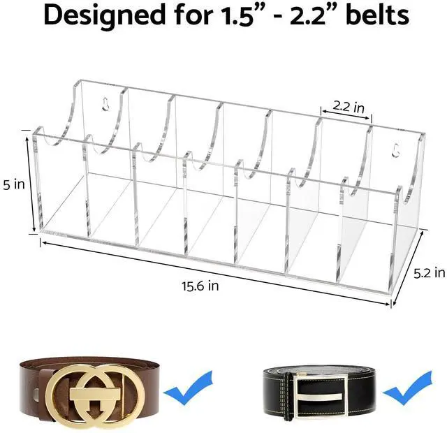 Alt view image 3 of 7 - Belt Organizer, Acrylic 7 Compartments Container Storage Holder, Clear Display Case for Closet Tie and Bow Tie