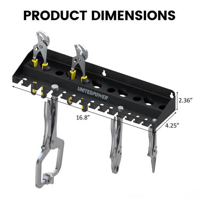 Alt view image 2 of 7 - Vise Grip Holder, Wall Mount Pliers Storage Rack Organizer for Workshop, Shed, Garage, Stores up to 15 Vises or 11 Pliers