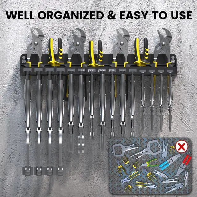 Alt view image 5 of 7 - Vise Grip Holder, Wall Mount Pliers Storage Rack Organizer for Workshop, Shed, Garage, Stores up to 15 Vises or 11 Pliers