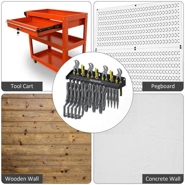 Alt view image 7 of 7 - Vise Grip Holder, Wall Mount Pliers Storage Rack Organizer for Workshop, Shed, Garage, Stores up to 15 Vises or 11 Pliers