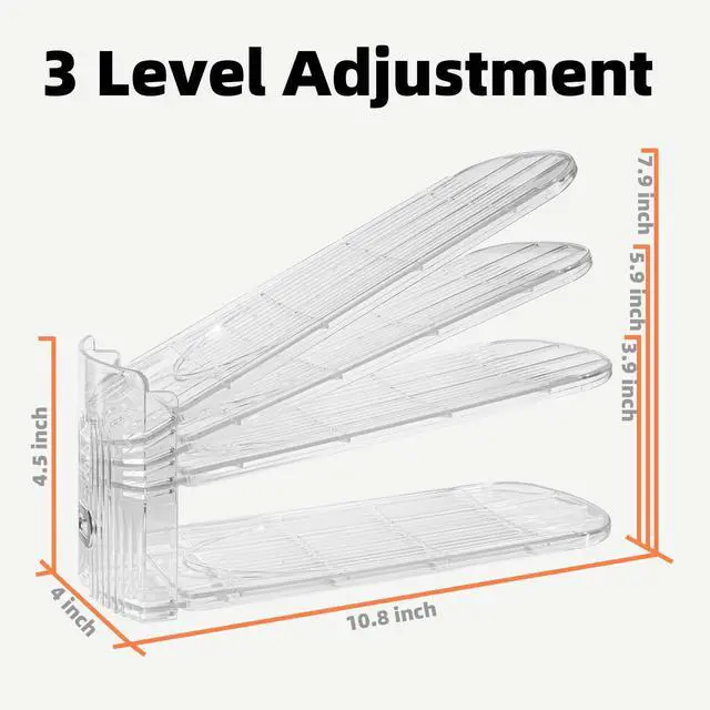 Alt view image 3 of 7 - Shoe Slots Organizer, 20PCS Adjustable Double Layer Stack Shoe Rack, 50% Space-Saving Storage Rack Holder, Transparent