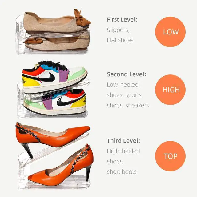 Alt view image 6 of 7 - Shoe Slots Organizer, 20PCS Adjustable Double Layer Stack Shoe Rack, 50% Space-Saving Storage Rack Holder, Transparent