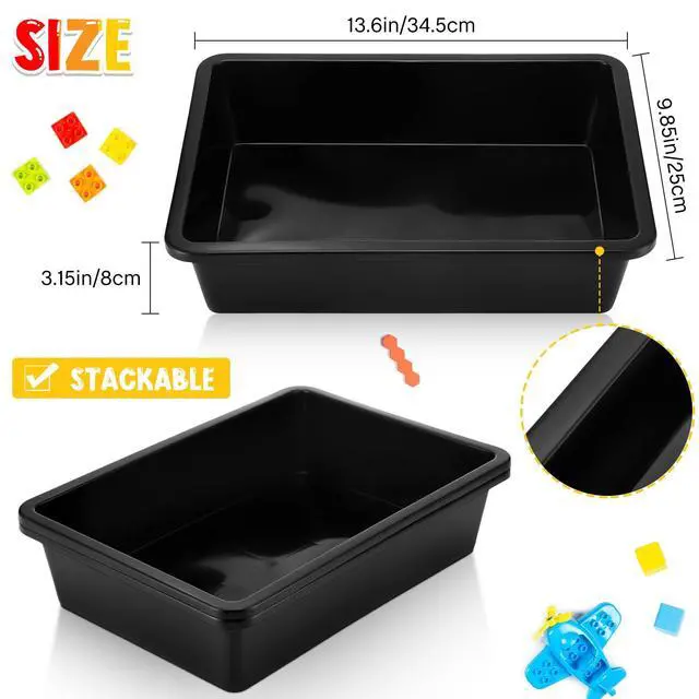 Alt view image 2 of 7 - 10 Pcs Flat Storage Organizer Tray Bin Paper Tray for Classroom Plastic Stackable File Organizer for School Office Teacher Book Organization(Black,13.78 x 9.84 x 3.15 Inch)