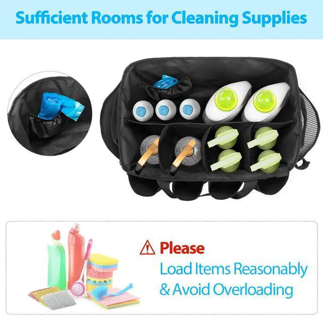 Alt view image 2 of 7 - Extra-Large Cleaning Caddy, Organizer with Handles for Cleaning Tools & Products Storage, Large Capacity Tote Bag for Car, Home & Housekeeping Work, Black