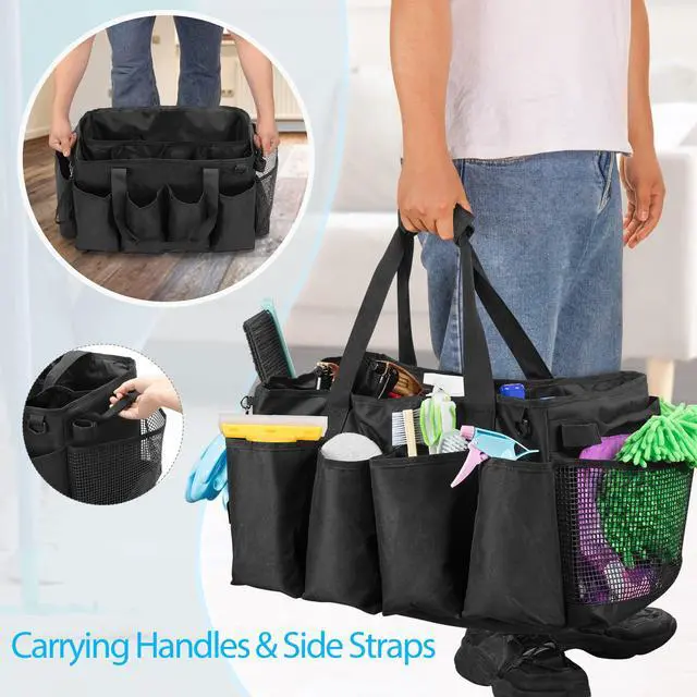 Alt view image 5 of 7 - Extra-Large Cleaning Caddy, Organizer with Handles for Cleaning Tools & Products Storage, Large Capacity Tote Bag for Car, Home & Housekeeping Work, Black