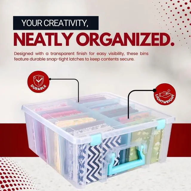 Alt view image 3 of 7 - 6990SA Super Satchel Double Deep Compartment Box - Art Storage with 8 Removable Compartments, Smart Closure for Craft Supplies (Clear & Aqua- Pack of 1)
