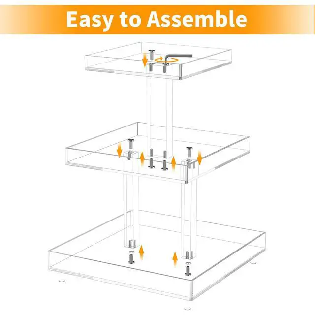 Alt view image 7 of 7 - 3-Tier Perfume Organizer, Clear Resin, Rectangular Tray, Sturdy Design, Space Saver, Convenient Access, Easy Assembly