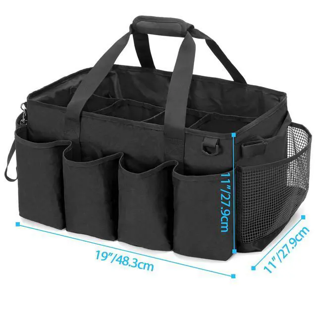 Alt view image 6 of 7 - Extra-Large Cleaning Caddy, Organizer with Handles for Cleaning Tools & Products Storage, Large Capacity Tote Bag for Car, Home & Housekeeping Work, Black