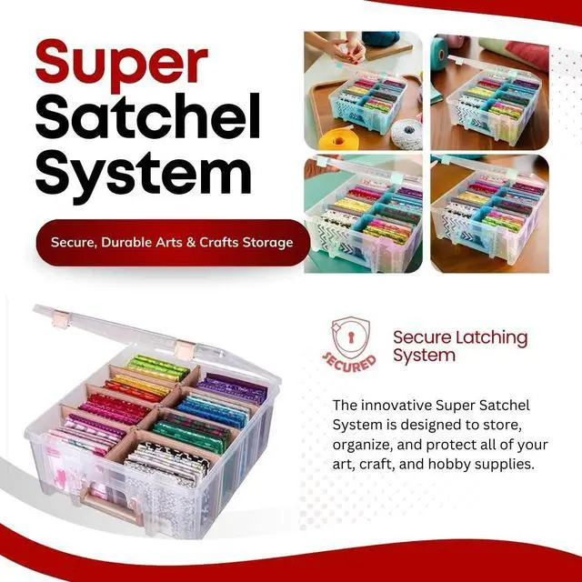 Alt view image 6 of 7 - 6990SA Super Satchel Double Deep Compartment Box - Art Storage with 8 Removable Compartments, Smart Closure for Craft Supplies (Clear & Aqua- Pack of 1)