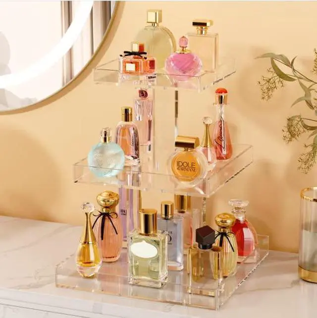 Alt view image 2 of 7 - 3-Tier Perfume Organizer, Clear Resin, Rectangular Tray, Sturdy Design, Space Saver, Convenient Access, Easy Assembly