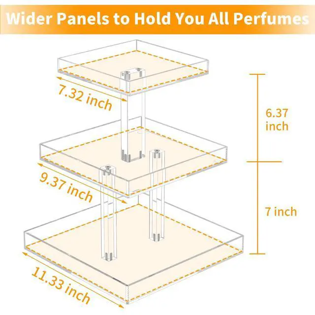 Alt view image 3 of 7 - 3-Tier Perfume Organizer, Clear Resin, Rectangular Tray, Sturdy Design, Space Saver, Convenient Access, Easy Assembly