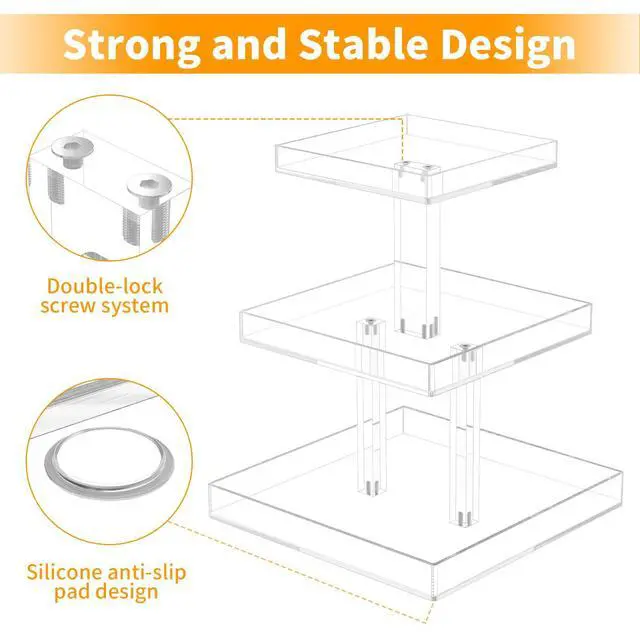 Alt view image 6 of 7 - 3-Tier Perfume Organizer, Clear Resin, Rectangular Tray, Sturdy Design, Space Saver, Convenient Access, Easy Assembly