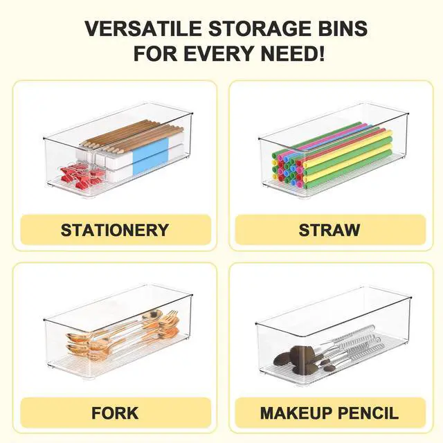 Alt view image 6 of 7 - Set of 6 Clear Plastic Storage Bins, 4 Large +2 Small Pantry Organizers and Storage Containers for Kitchen Organization, Home Storage Must Haves for Office, Closet, Garage, Freezer& Bathroom