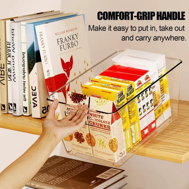 Alt view image 7 of 7 - Set of 6 Clear Plastic Storage Bins, 4 Large +2 Small Pantry Organizers and Storage Containers for Kitchen Organization, Home Storage Must Haves for Office, Closet, Garage, Freezer& Bathroom
