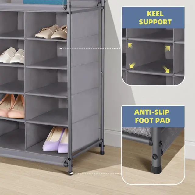 Alt view image 5 of 7 - Stackable Shoe Cubby Organizer, Free Standing Shoe Cube Rack for Entryway, Bedroom, Apartment, Closet, 20-Cube Gray