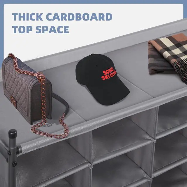 Alt view image 6 of 7 - Stackable Shoe Cubby Organizer, Free Standing Shoe Cube Rack for Entryway, Bedroom, Apartment, Closet, 20-Cube Gray