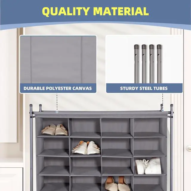 Alt view image 7 of 7 - Stackable Shoe Cubby Organizer, Free Standing Shoe Cube Rack for Entryway, Bedroom, Apartment, Closet, 20-Cube Gray