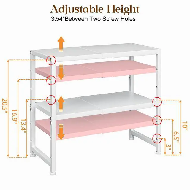 Alt view image 3 of 7 - 2-Tier Expandable Kitchen Storage Shelf,150LBS Heavy Duty Metal Shelving Units For Small Appliance,Adjustable Pots and Pans Organizer Rack Shelves For Kitchen Counter Under Cabinet Garage Pantry,White