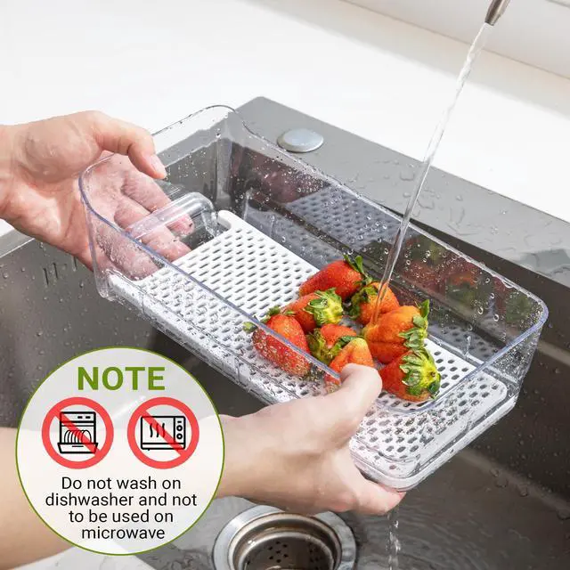 Alt view image 6 of 7 - 4 Pack Fridge Organizer Drawers Bins, Clear Stackable Pull Out Refrigerator Drawer Organizer, Fridge Storage Container with Lids for Fruits, Vegetables, Drinks and Food