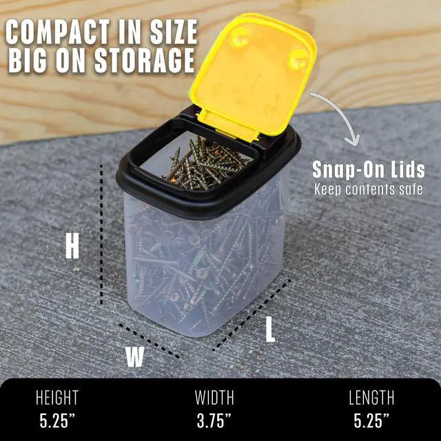 Alt view image 4 of 6 - Bits and Bolts Storage Containers - Storage Bins with Lids - Bulk Organizer for Workshop, Pantry, or Garage Supplies - 1 Quart 12 Pack